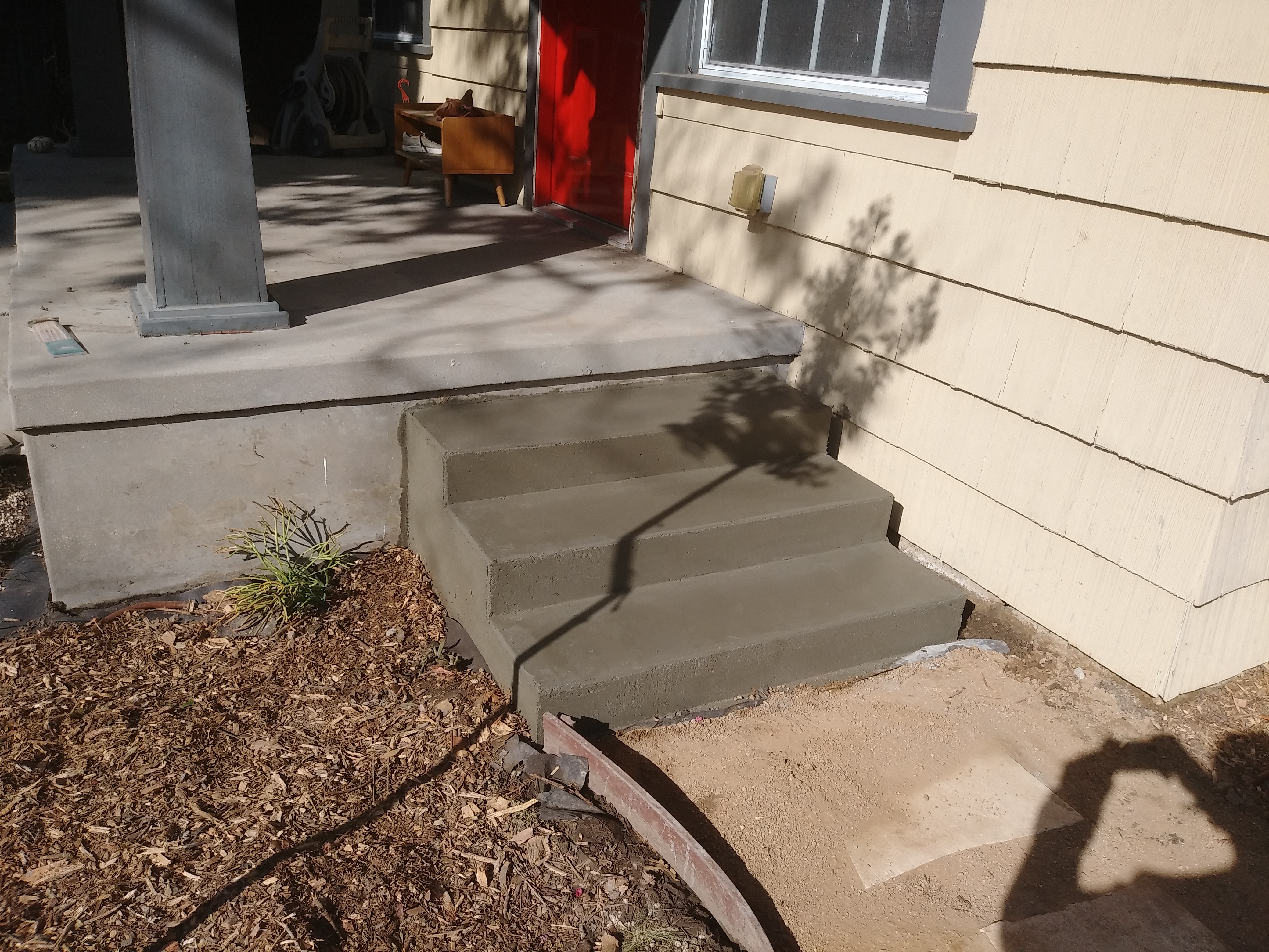 Concrete stairs.